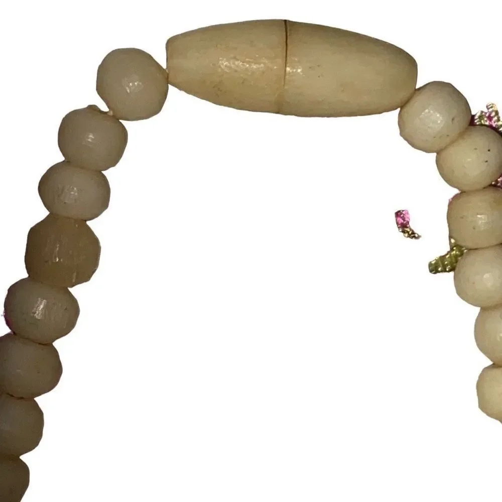 Vintage 1950s Carved Bovine Bone Elephant Necklace 26in With 2in Pendant - Picture 5 of 5